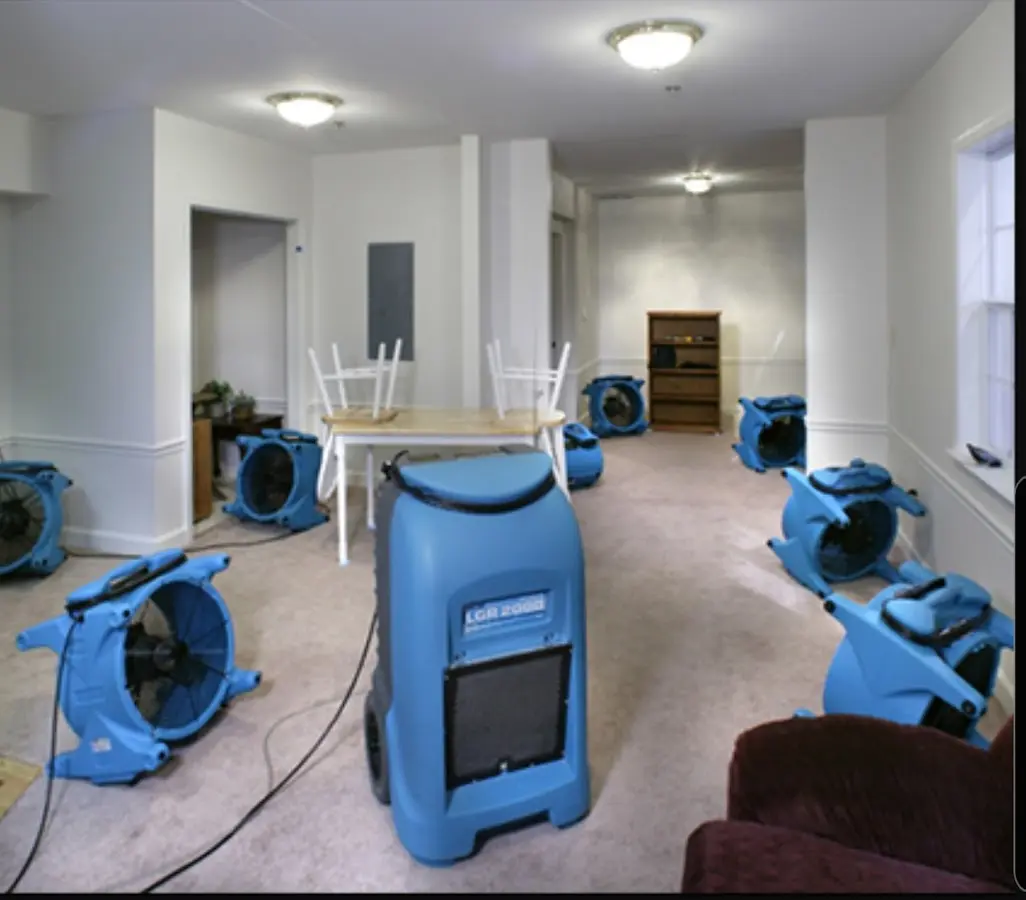 Air movers and dehumidifier setup for Water Damage Restoration in Ewa Villages