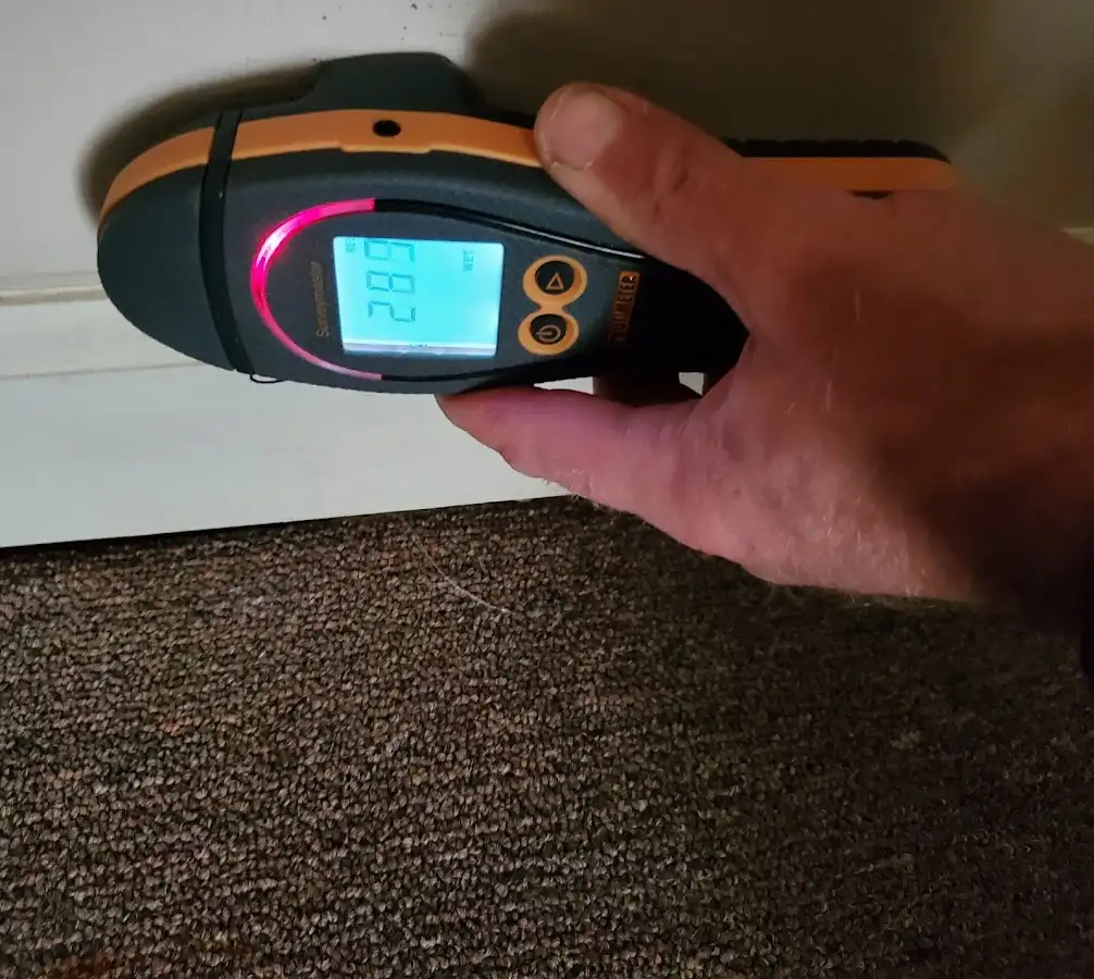 Moisture detection at baseboard during Sewage Cleanup & Sanitation in Ewa Villages